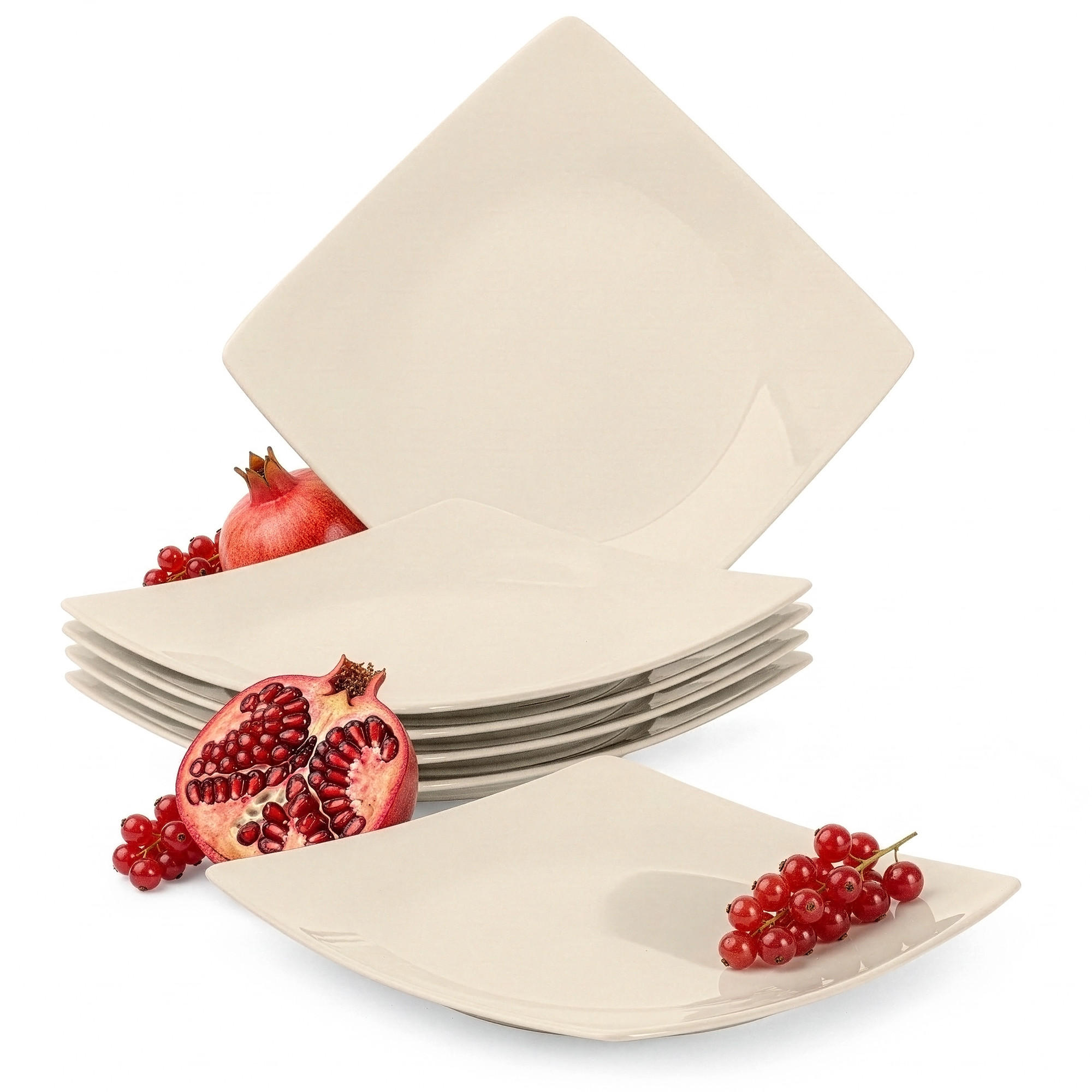 TELLERSET EPIRI Dessertteller 6 Personen 6-tlg - Beige, Keramik (21/2/21cm) - KONSIMO®