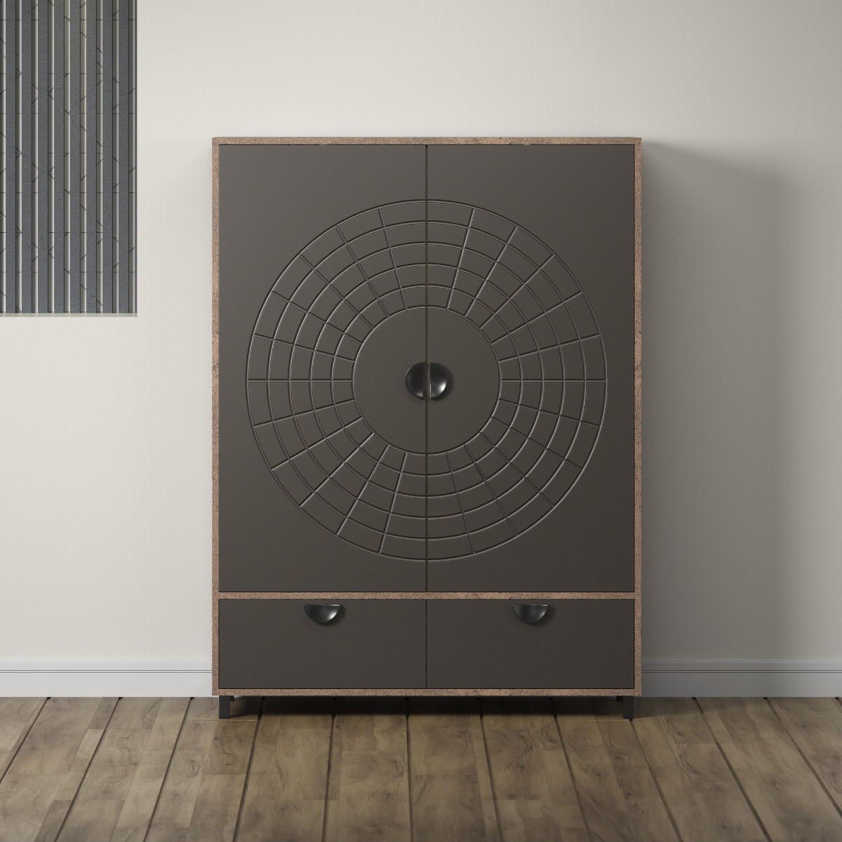 SIDEBOARD mit 2 türen und 1 schublade - fusion 120/42/163 cm - Eschefarben, Holzwerkstoff (42/163/9cm) - Calicosy