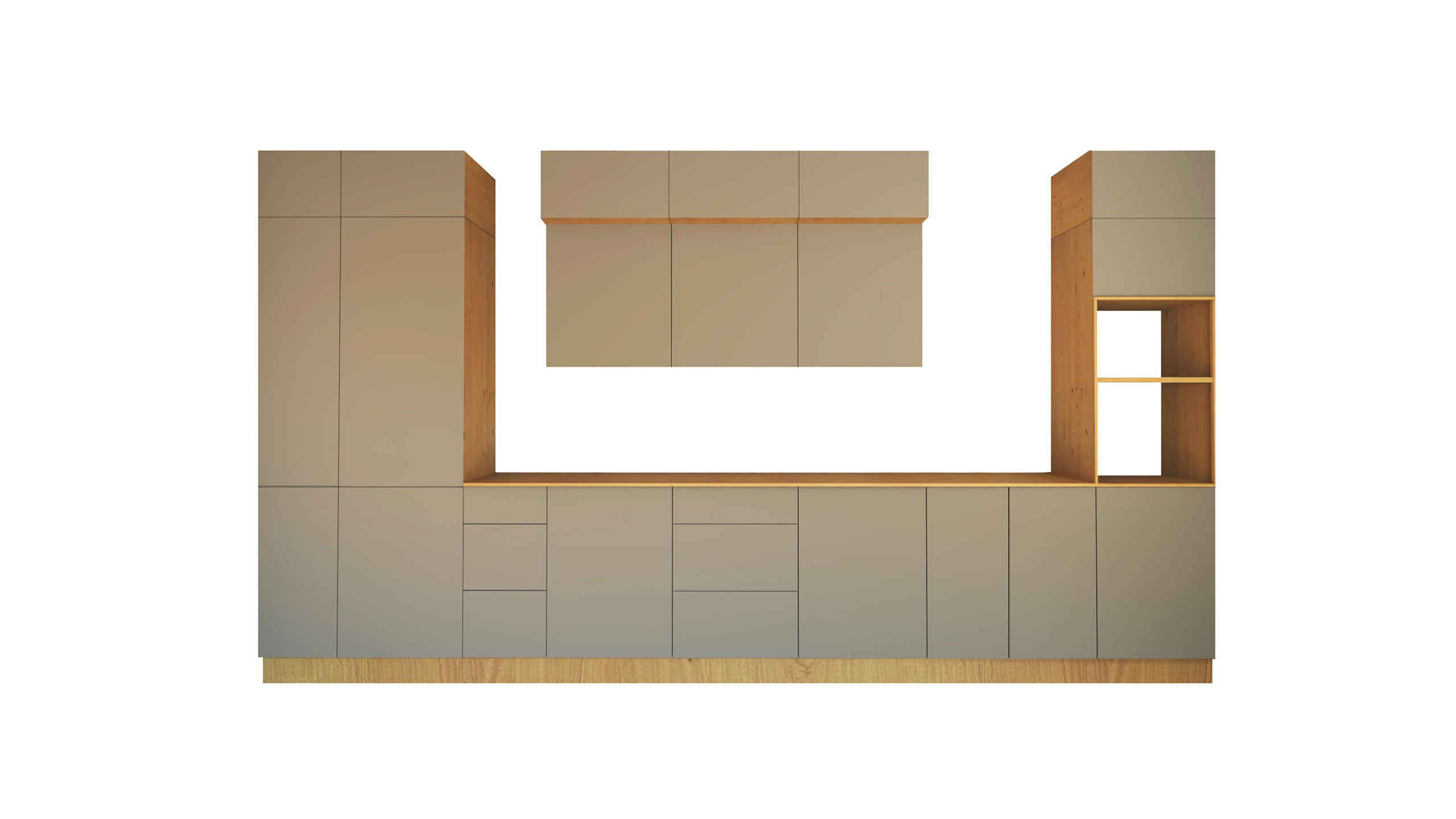 KÜCHENZEILE 460 cm - Nexa KÜ-LN-003 - in Beige / Matt - Beige/Schwarz, Holz/Metall (460/212/58cm) - ROYAL24_MARKT