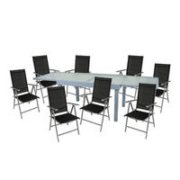 GARTEN-SITZGRUPPE Arno 9-teilig Gartenmöbel-Set - Grau, Metall - DELUKE