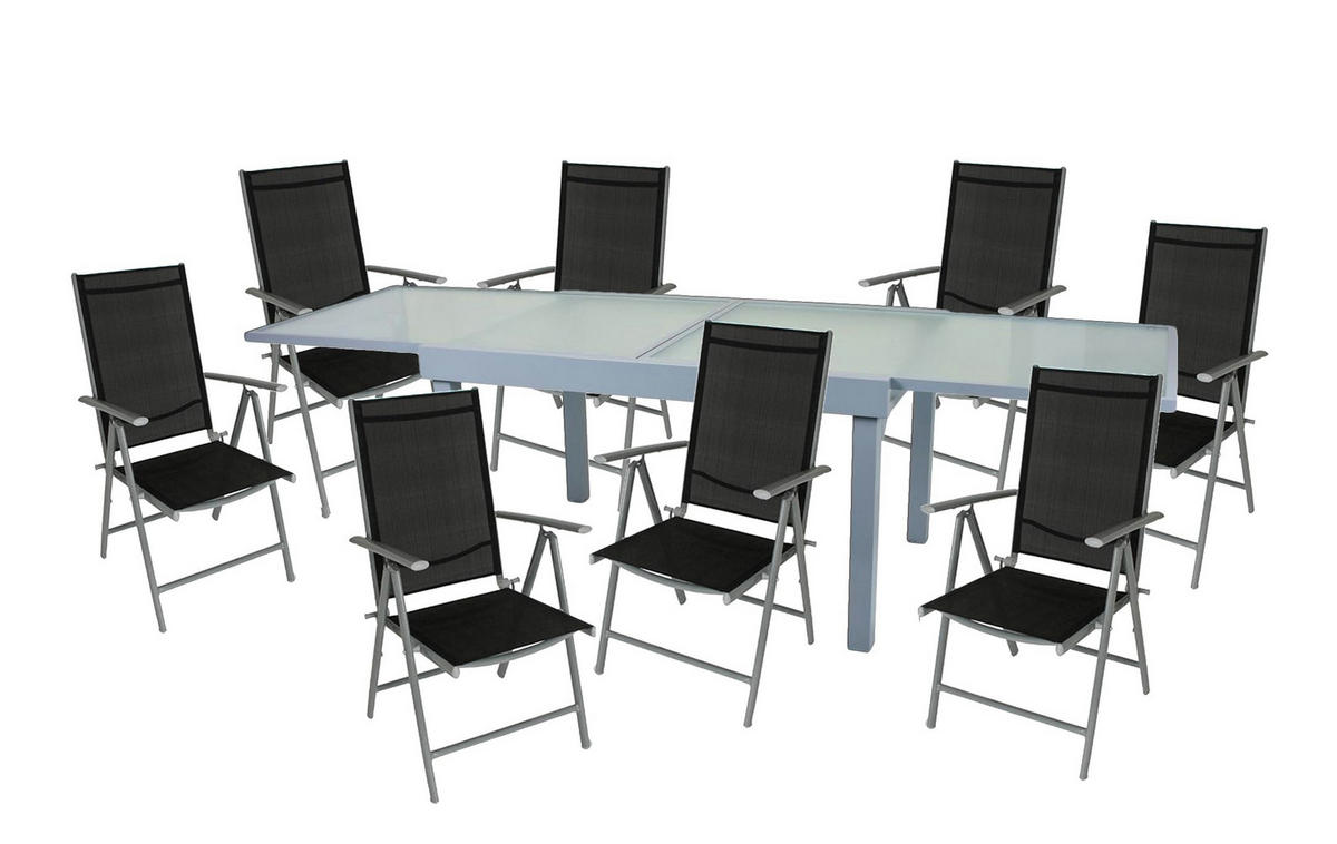 GARTEN-SITZGRUPPE Arno 9-teilig Gartenmöbel-Set - Grau, Metall - DELUKE