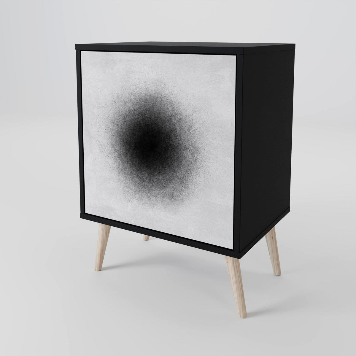 SIDEBOARD BLACK HOLE, Schwarz, 57,5x42x70,5 cm, Schwarze Metall-Sternfüße - Multicolor/Schwarz, Holzwerkstoff/Metall (57.5/70.5/42cm) - SpaceRebels
