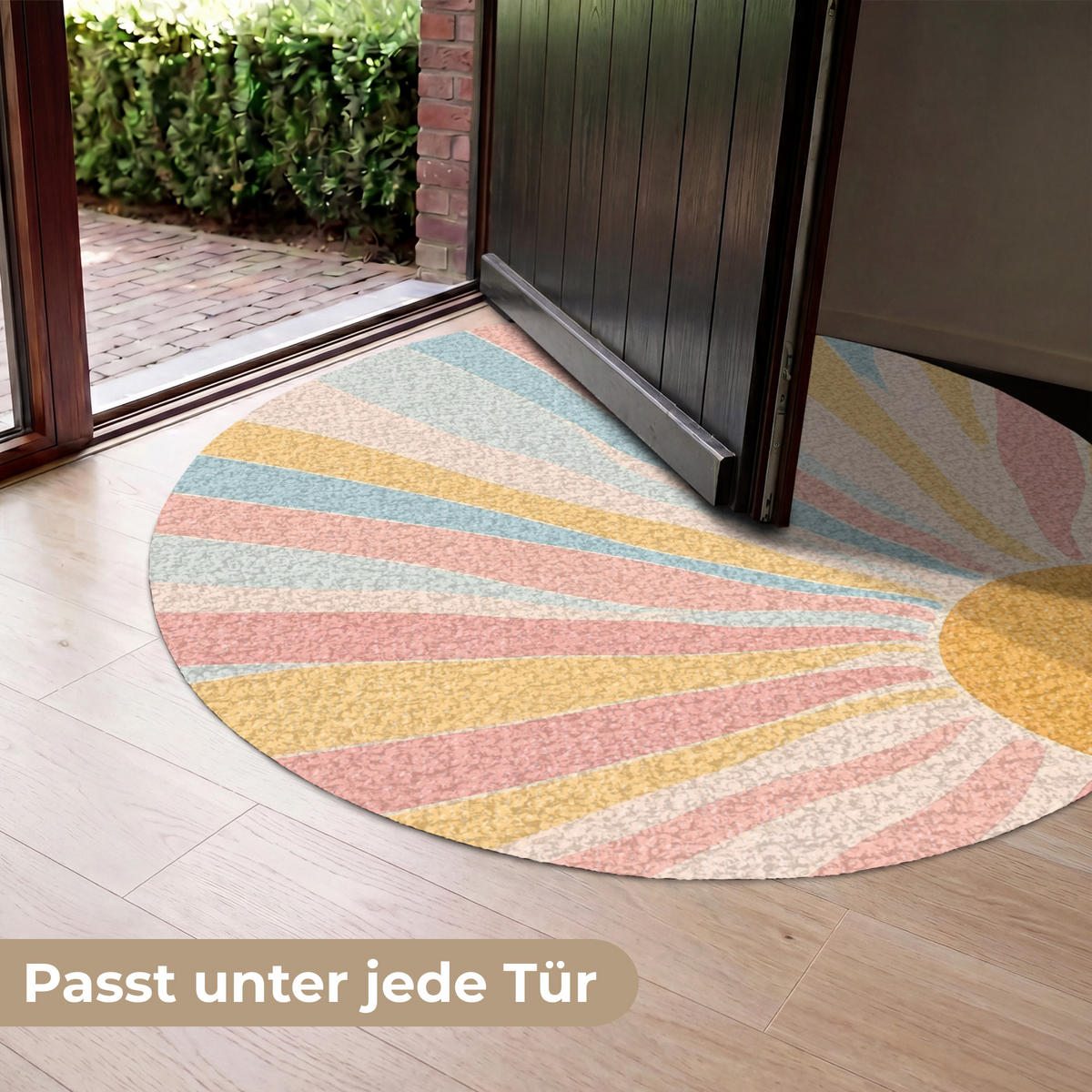 FUSSMATTE Illustration - Sonne - Pastellfarben Sauberlaufmatte 120x120 cm - Hellrosa, Kunststoff (120/120cm) - MuchoWow