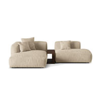 ECKSOFA modular links Martina aus Samt leichtes beige 2 Sitzplätze - Creme, Textil (176/285cm) - Micadoni