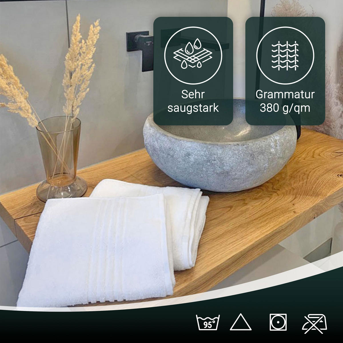 HANDTÜCHER, 4er-Set, 50x100 cm, 100% Baumwolle, Weiß - Weiß, Textil (50/100cm) - Zollner