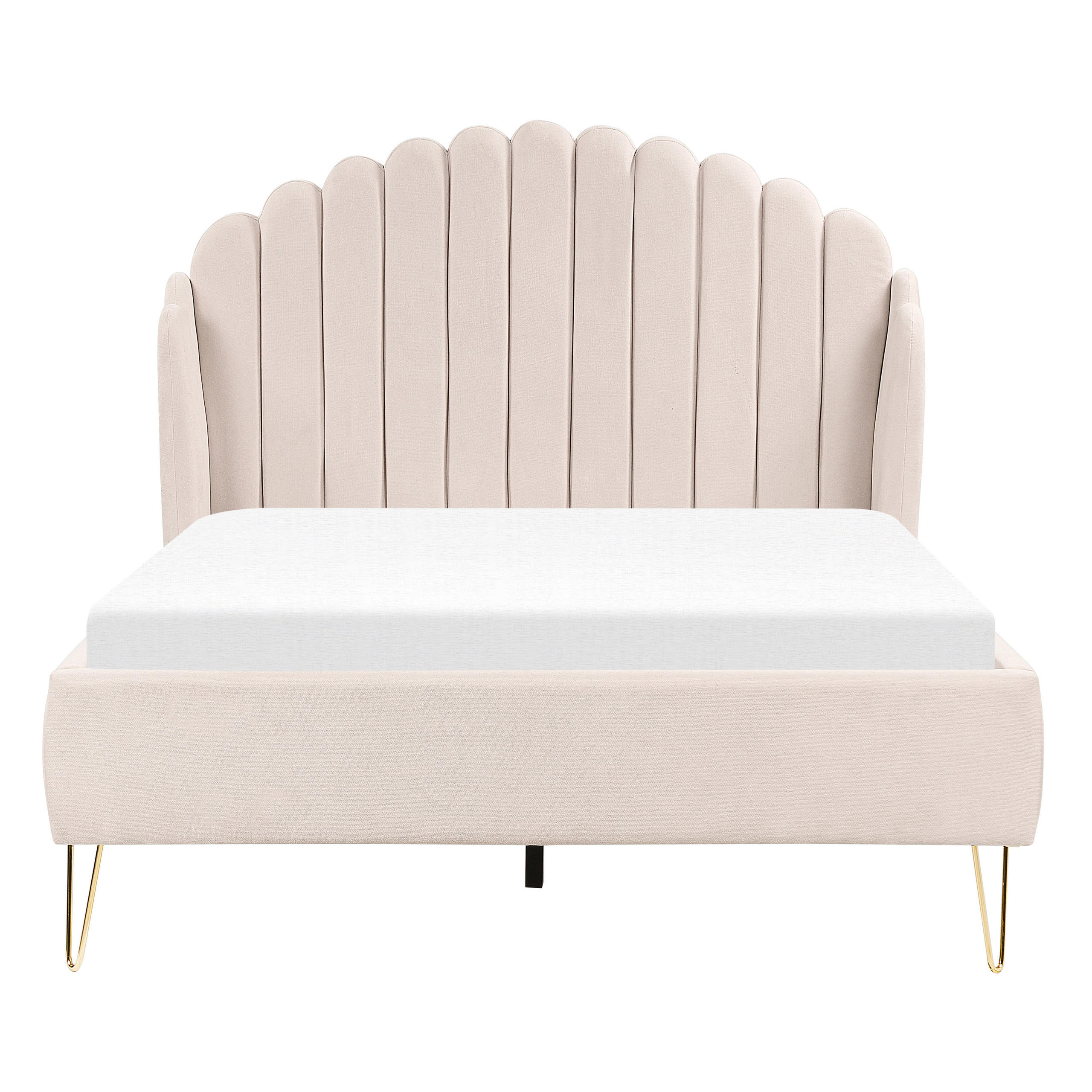 POLSTERBETT 140/200cm Helles Beige Ambillou - Beige, Textil (140/200cm) - Beliani