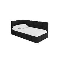 EINZELBETT Jugendbett mit Bettkasten Rechts, ohne Matratze - LIVY 80x200 Schwarz - Schwarz, Holzwerkstoff/Textil (80/200cm) - ALTDECOR