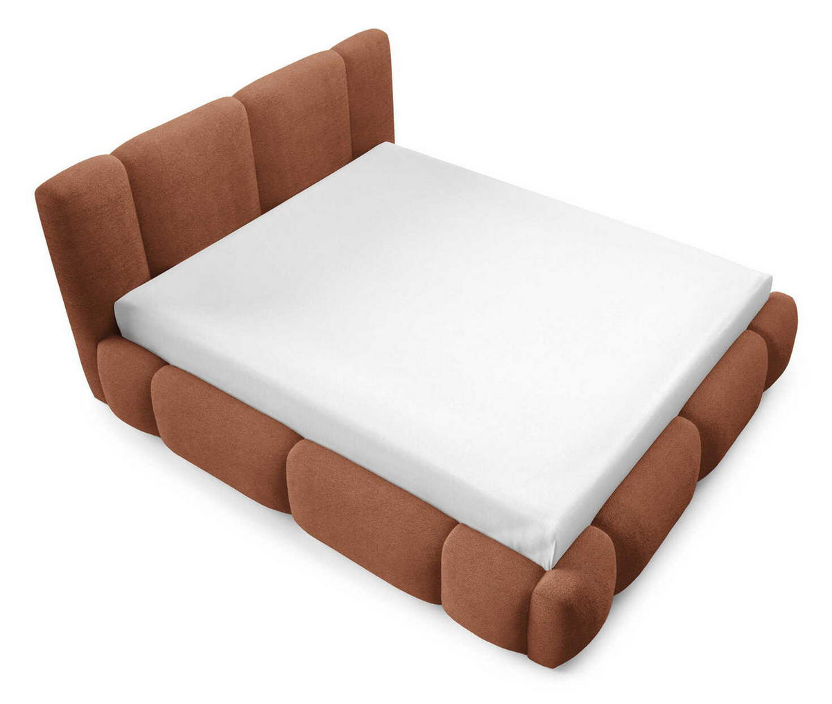DOPPELBETT 140x200 Avelin mit Bettkasten, LED, Bouclé, Orange - Orange, Holz/Metall (140/200cm) - Emporius