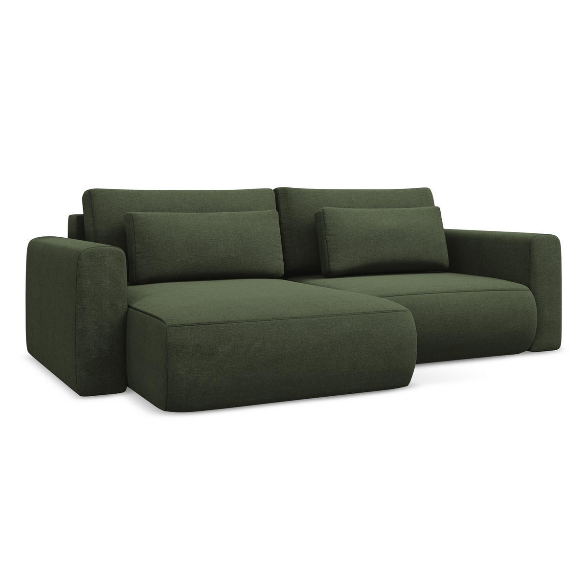 ECKSOFA mit Schlaffunktion Strukturstoff Stoff Grün - Schwarz/Olivgrün, Kunststoff/Textil (149/240cm) - LaMiaSofa