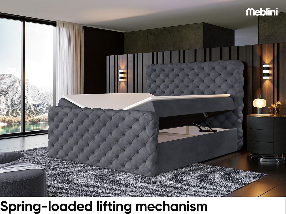 BOXBETT Duke - Dunkelgrau/Schwarz, Holzwerkstoff/Textil (120/200cm) - Meblini