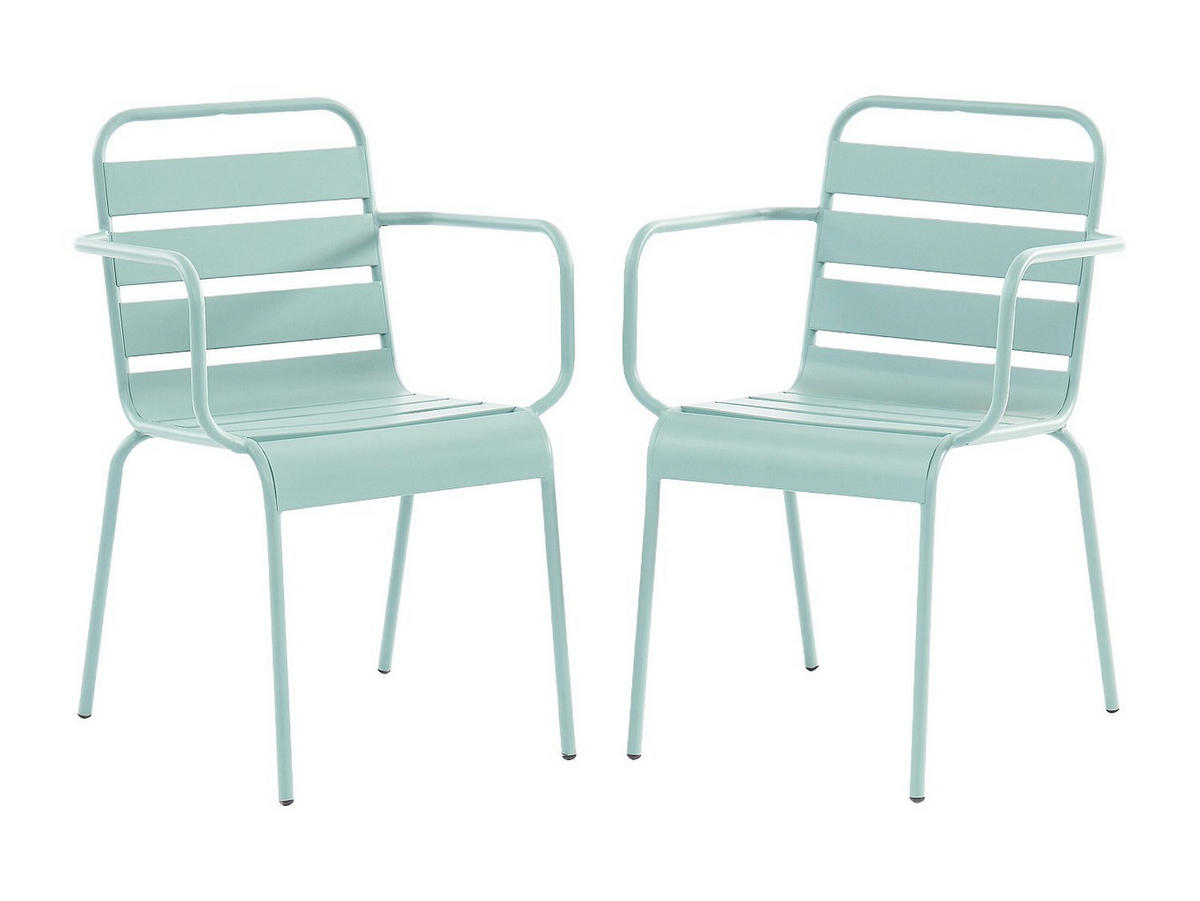 GARTENSESSEL stapelbar 2er-Set - Metall - Mandelgrün - MIRMANDE von MYLIA - Grün, Metall (56/79/59cm) - Vente-Unique