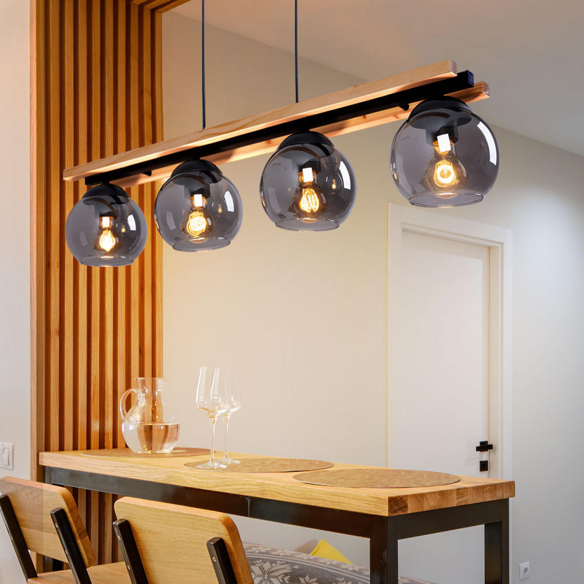 LED HÄNGELEUCHTE CONNI Holz Braun - Braun, Holz (85/15/120cm) - Globo Lighting