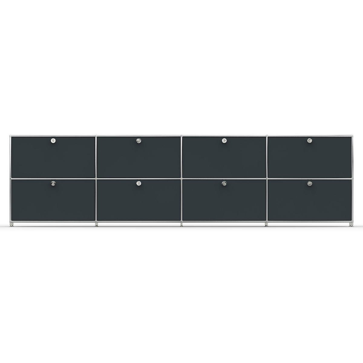 AKTENSCHRANK, 8 Schubladen & Schloss, Breite 302 cm, Anthrazitgrau - Chromfarben/Silberfarben, Metall (40/80.5/302.2cm) - Versee