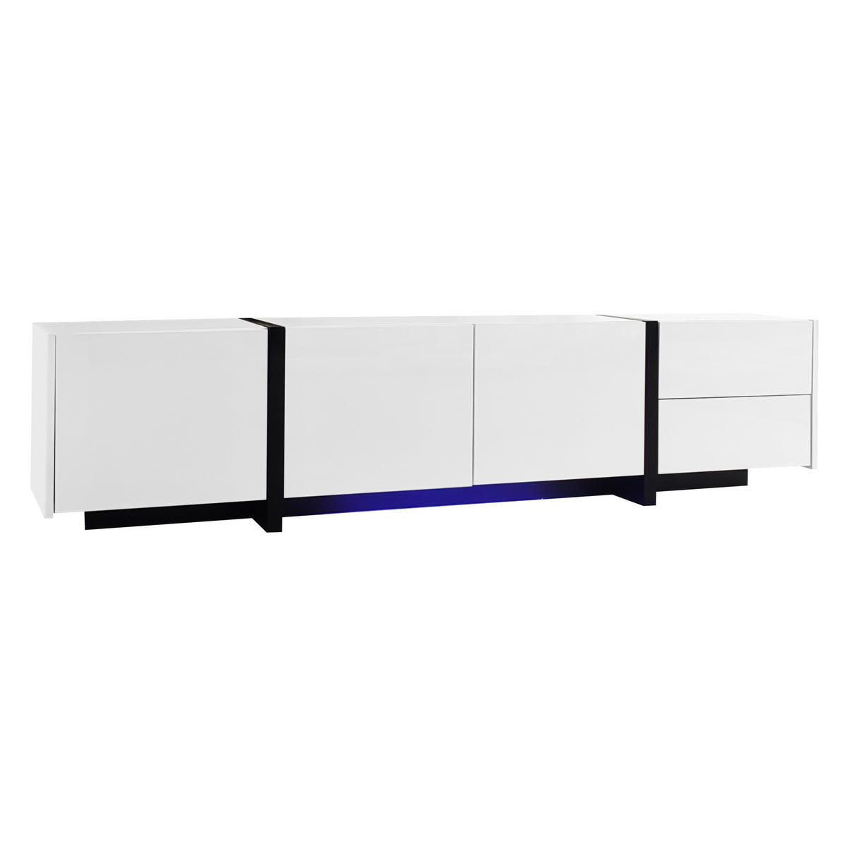 TV-ELEMENT mit 3 Türen und Schublade 170 cm Weiß/Schwarz Hochglanz - Weiß, Holzwerkstoff (30/39/170cm) - Beauniv