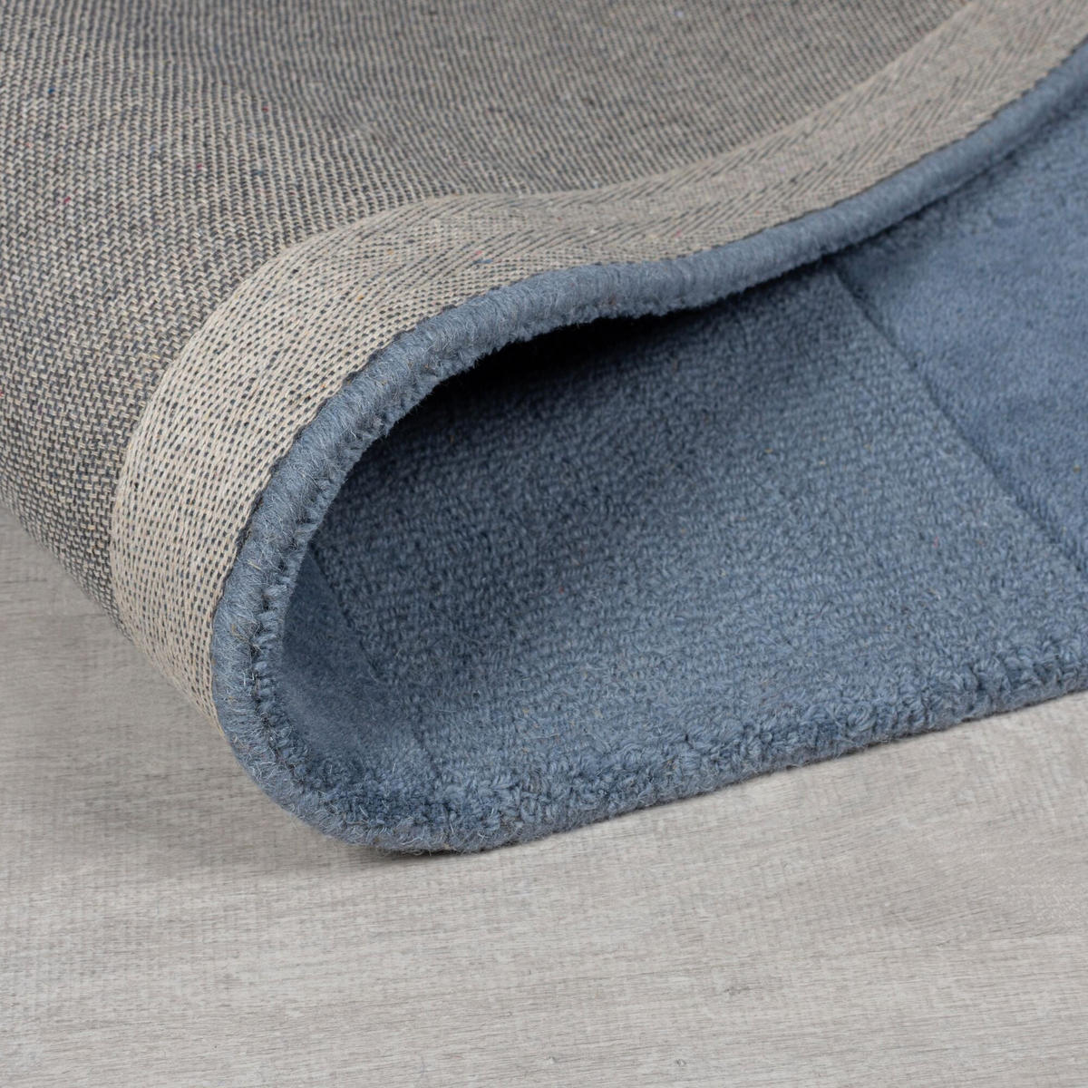 TEPPICH Wohn-/Schlafzimmer reine Wolle BORDY Blau 120x170 cm - Blau, Naturmaterialien (120/170cm) - Novatrend