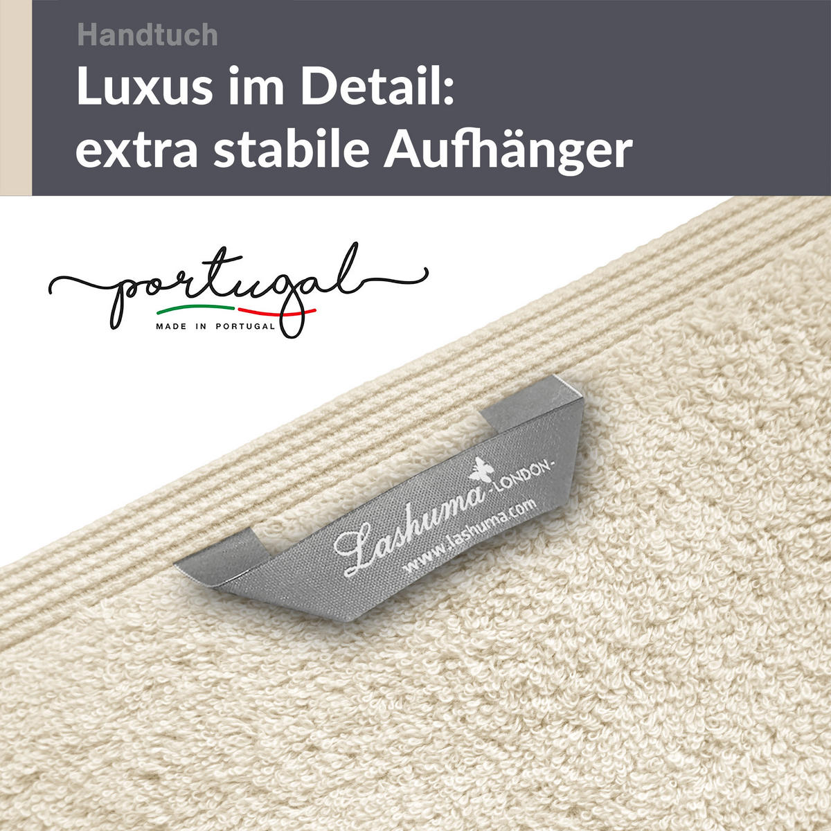 HANDTUCH 50x100 cm London Natur 4er Set - Naturfarben, Textil (50/100cm) - Lashuma