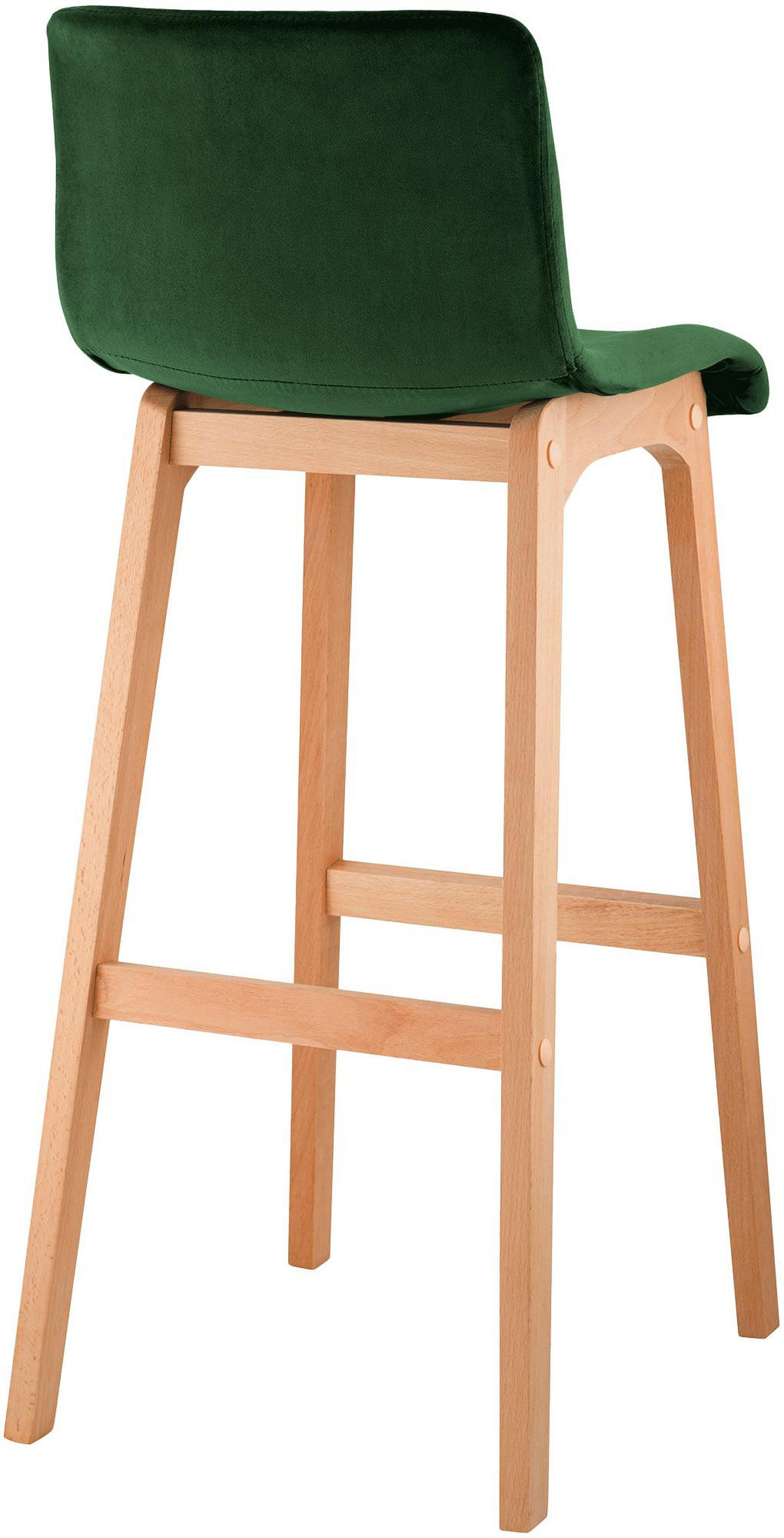 BARHOCKER Samt Grün - Eukalyptusholzfarben/Grün, Holz/Textil (41/101/46cm) - CLP