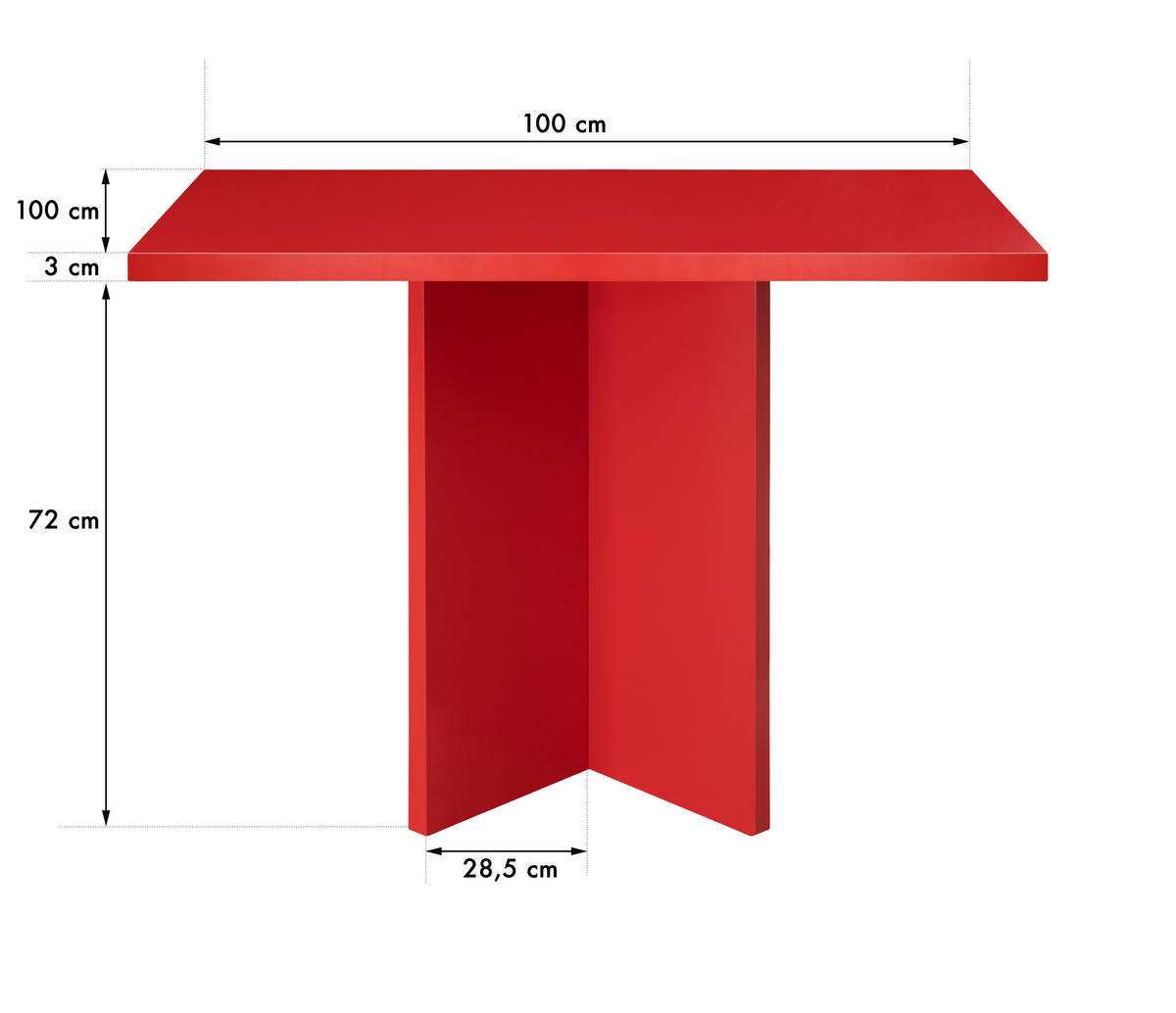ESSTISCH Quadratischer mit laminiertem , 100/100 cm, Rot - Rot, Holzwerkstoff (100/100/75cm) - RNT By Really Nice Things