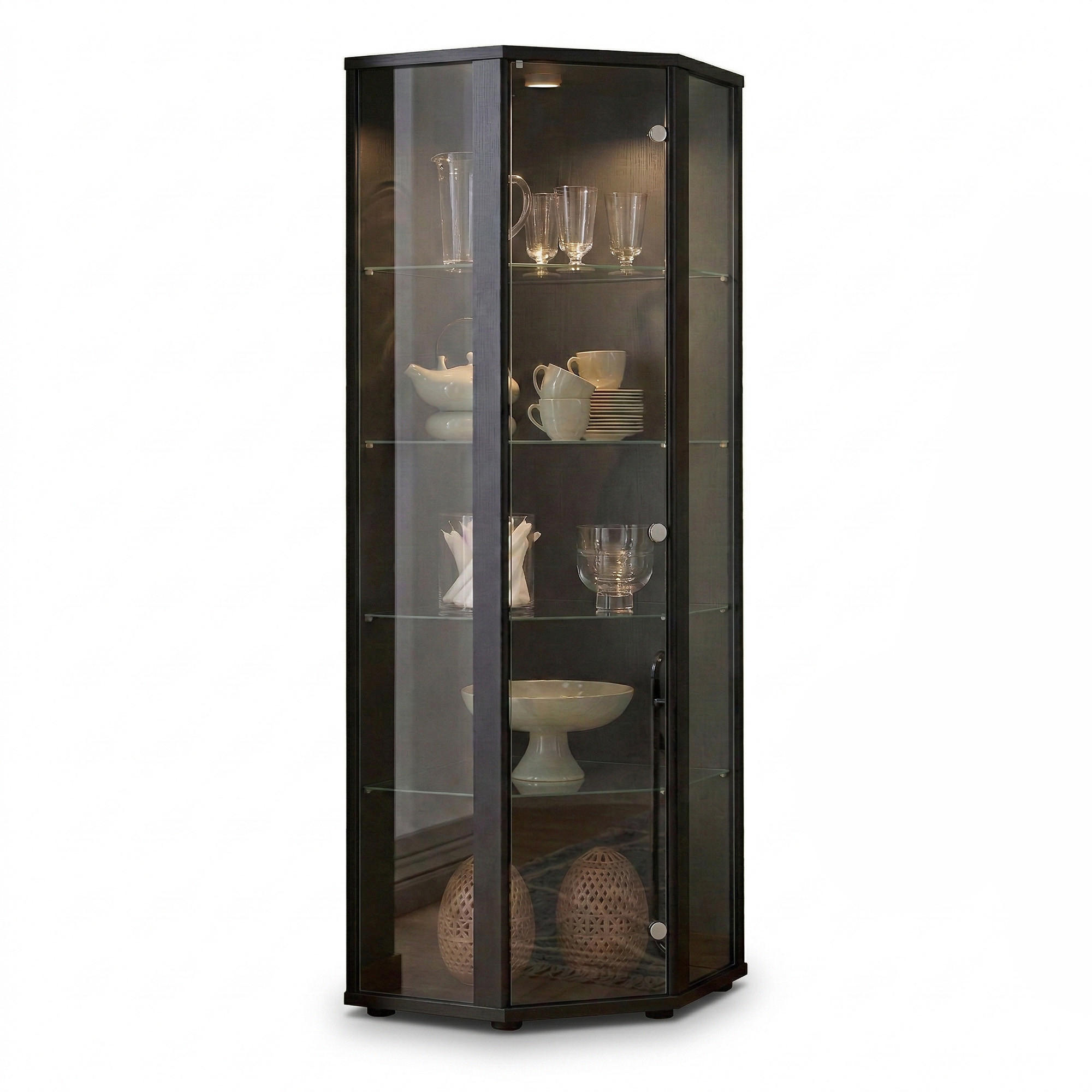 K-Möbel ROHOVÁ VITRÍNA 56,5/56,5/176 cm s LED