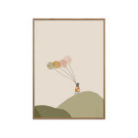 POSTER mit Rahmen Menina Lisboa - Girl and Her Balloons - Eichefarben/Multicolor, Holz/Papier (30/40cm) - Poster&Frame