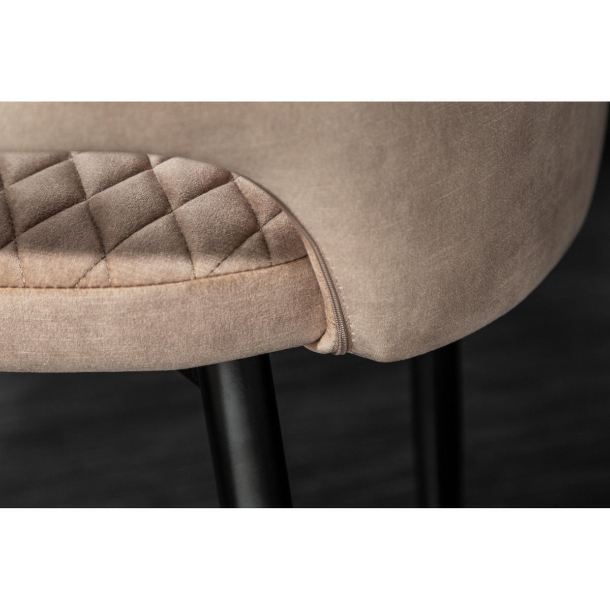 STUHL PARIS Samt Greige - Beige, Textil (56/81/57cm) - riess-ambiente