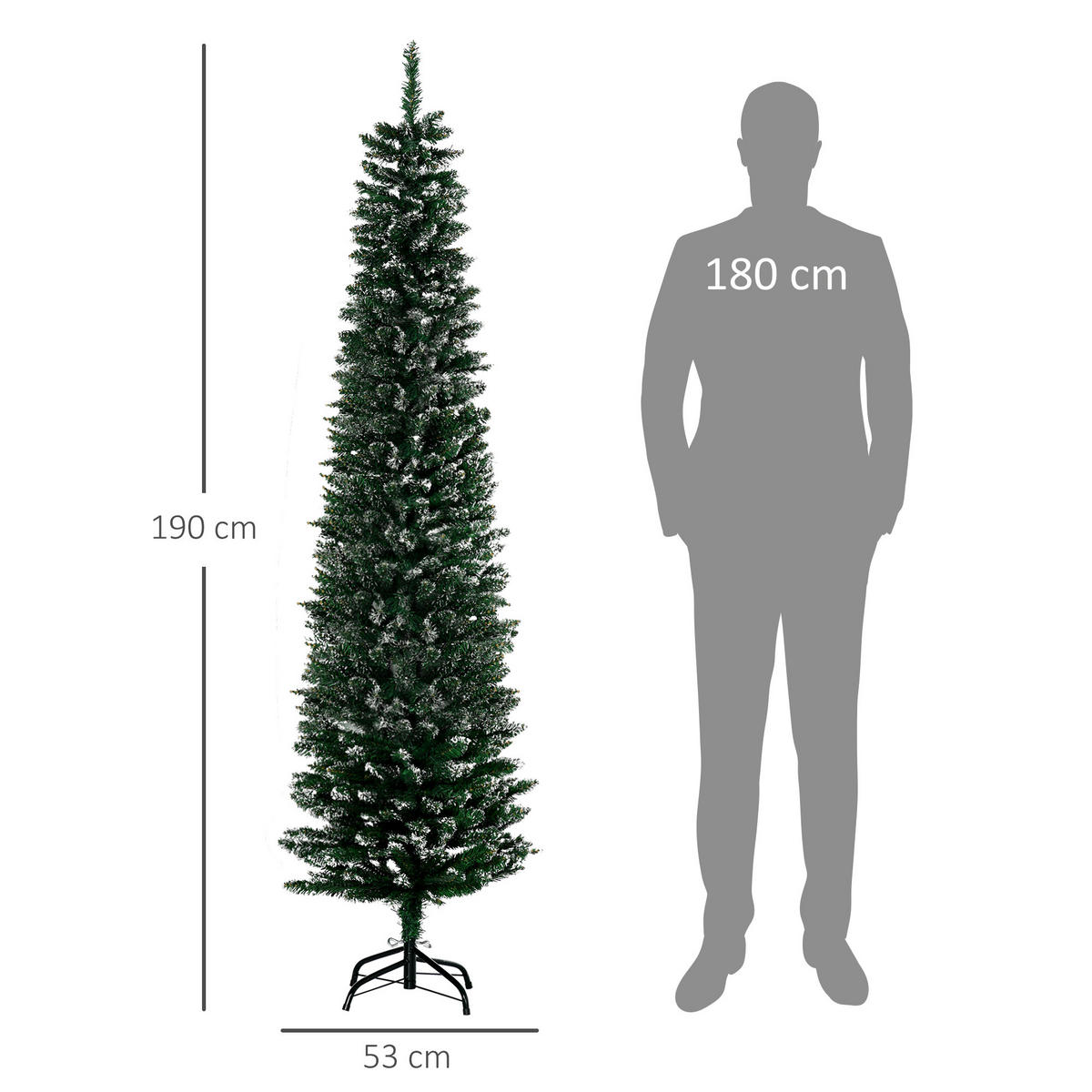 WEIHNACHTSBAUM 190 cm, stabile Basis, Grün - Grün, Kunststoff (53/190cm) - HOMCOM