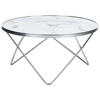 COUCHTISCH Marmor Optik weiß/silber 80 cm Meridian - Silberfarben/Weiß, Glas (80/80/40cm) - Beliani