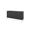 KOMMODE NOVA - KSZ154, Geriffelte Fronten, goldene Griffe 154x39x83 cm Schwarz - Goldfarben/Schwarz, Holzwerkstoff/Kunststoff (154/83/39cm) - DomoHome