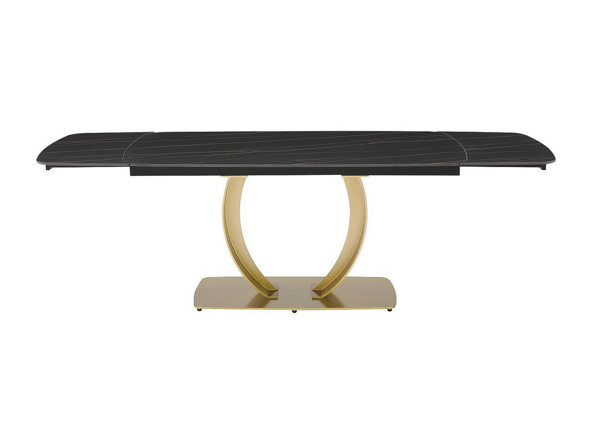 ESSTISCH ausziehbar - 6 bis 10 Personen - Keramik & goldfarbenes Metall - Marmor-Optik Schwarz - OLIFIA - Goldfarben/Schwarz, Keramik (90/240/76cm) - Vente-Unique