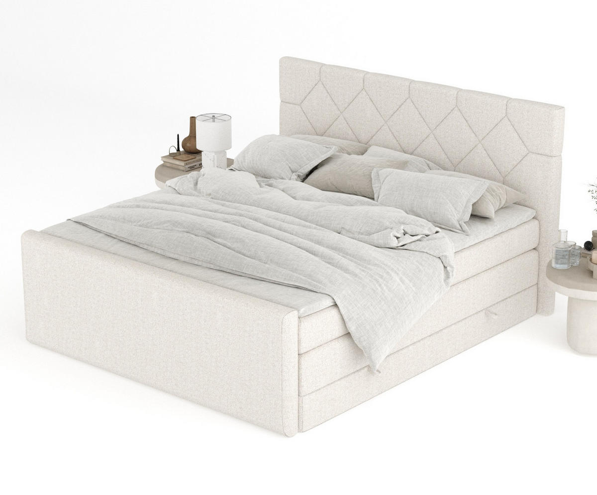 BOXSPRINGBETT Toma Beige 140/200 cm - Beige/Schwarz, Holz/Holzwerkstoff (140/200cm) - Maison de Reve