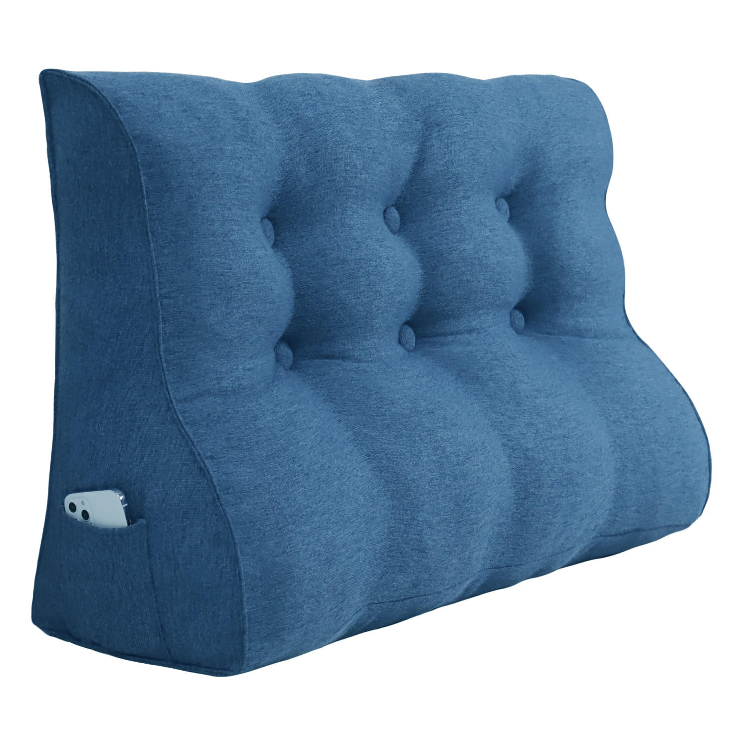 RÜCKENKISSEN Körperkontur Leinenlook Blau 100 cm - Blau, Textil (55/100cm) - Vercart