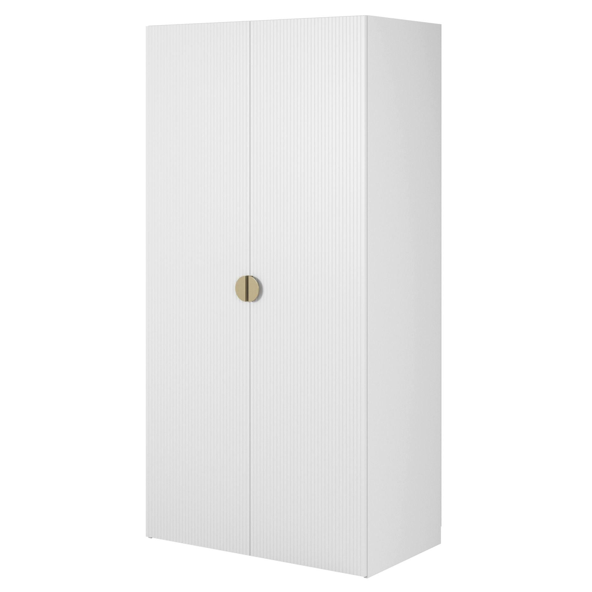 KLEIDERSCHRANK Moonir Weiß 100 cm - Goldfarben/Weiß, Holzwerkstoff/Metall (100/200.5/57cm) - Selsey