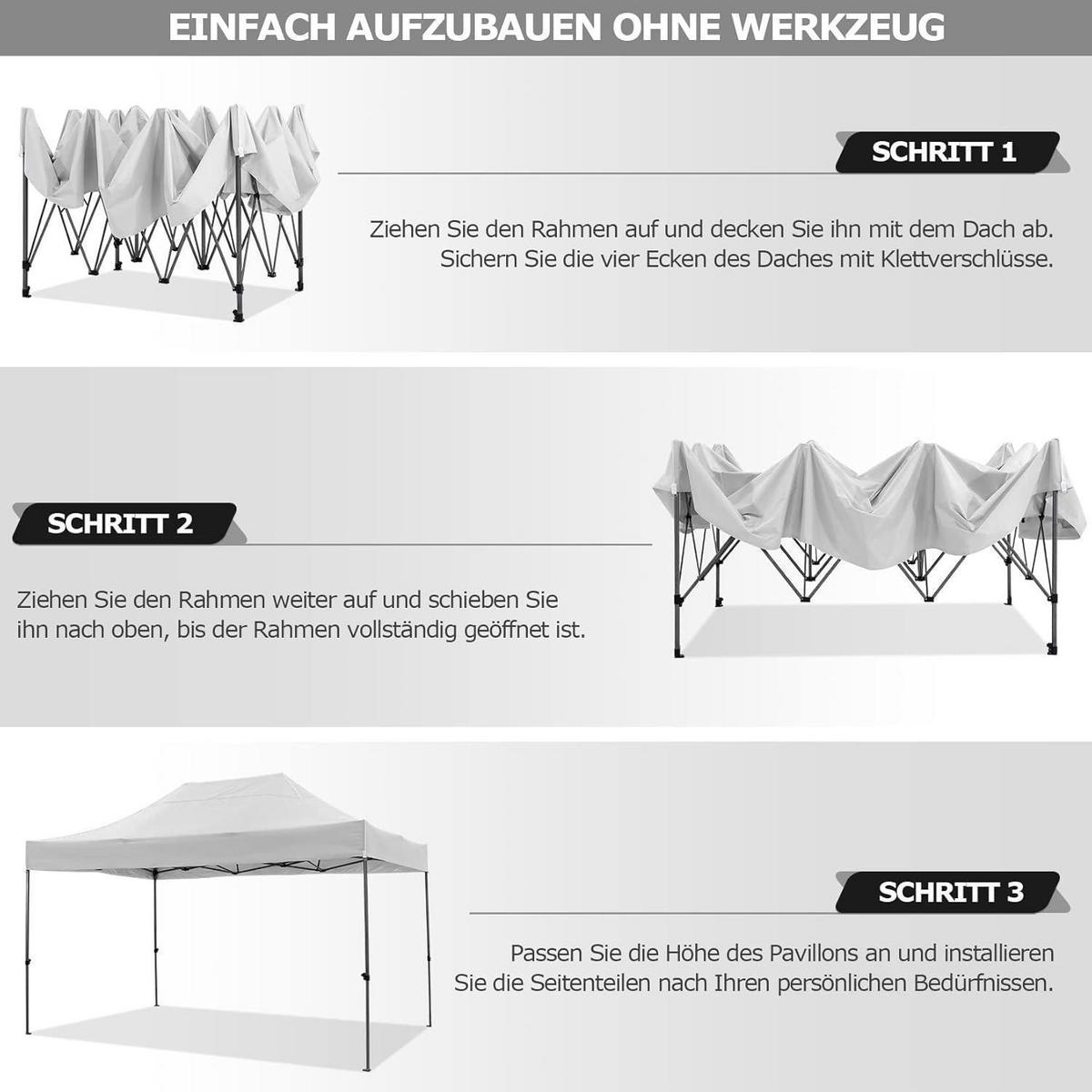 FALTPAVILLON 3x4,5m Weiß mit 4 Seitenteilen - Weiß, Textil (300/330/450cm)