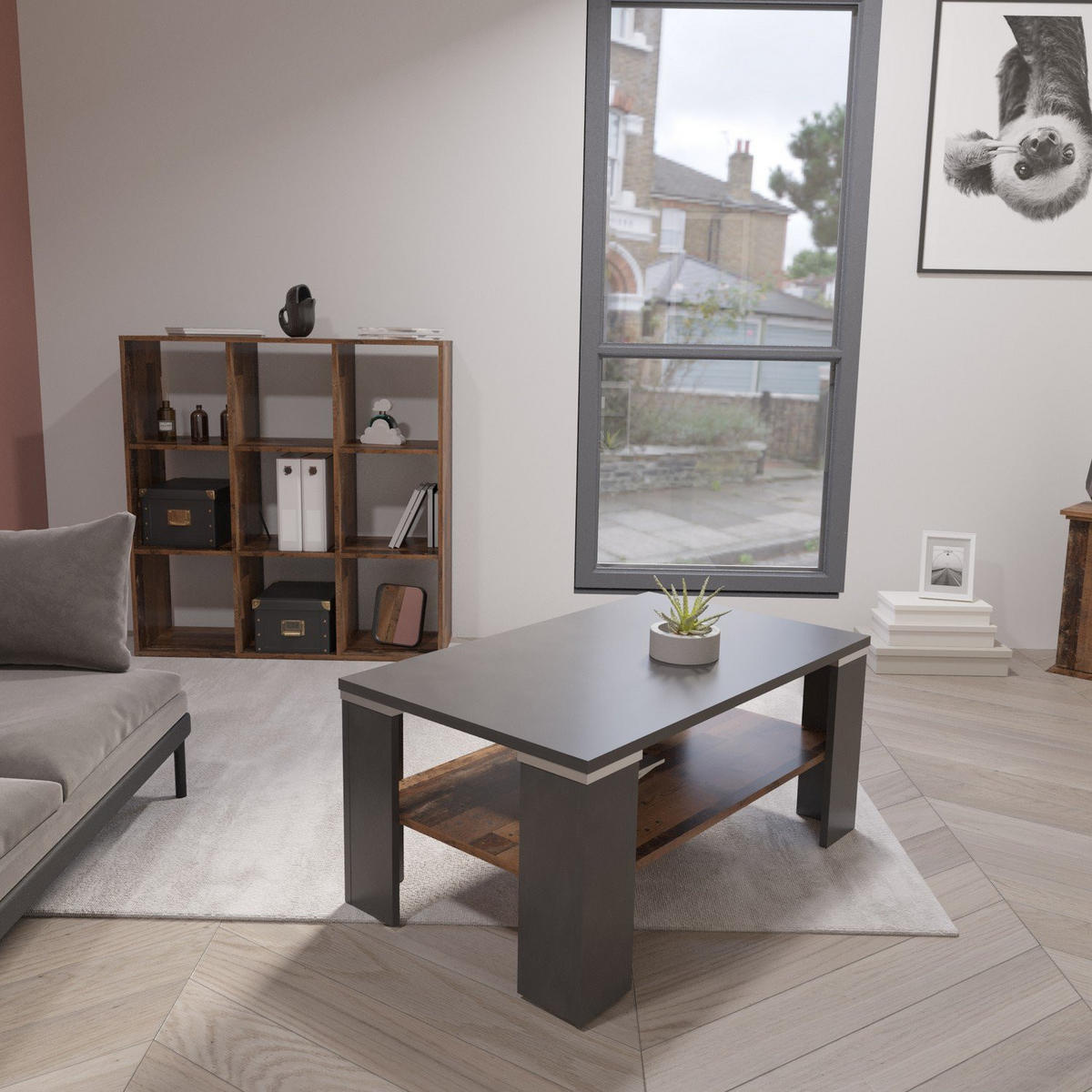 COUCHTISCH 1 Regal H46 cm - Bastia - Wildeiche, Holzwerkstoff (100/60/46cm) - Calicosy