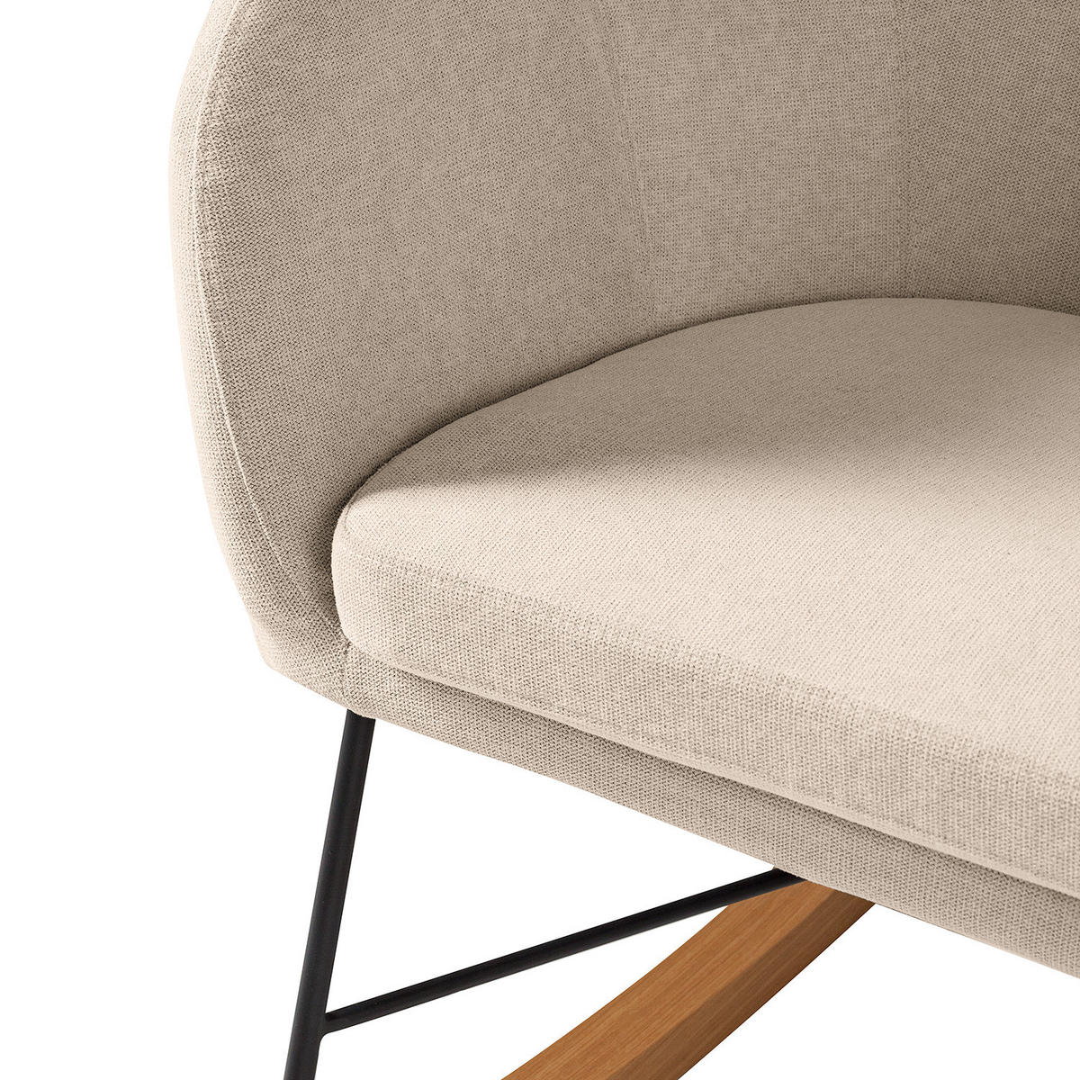 SCHAUKELSESSEL - Webstoff - Schwarz/Cappuccino, Eichenholz/Textil (70/102/83cm) - home24