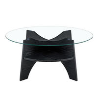 BEISTELLTISCH Rund Schwarz/Transparent Sicherheitsglas Ø 80 cm - Transparent/Schwarz, Glas/Holzwerkstoff (80/80/36cm)
