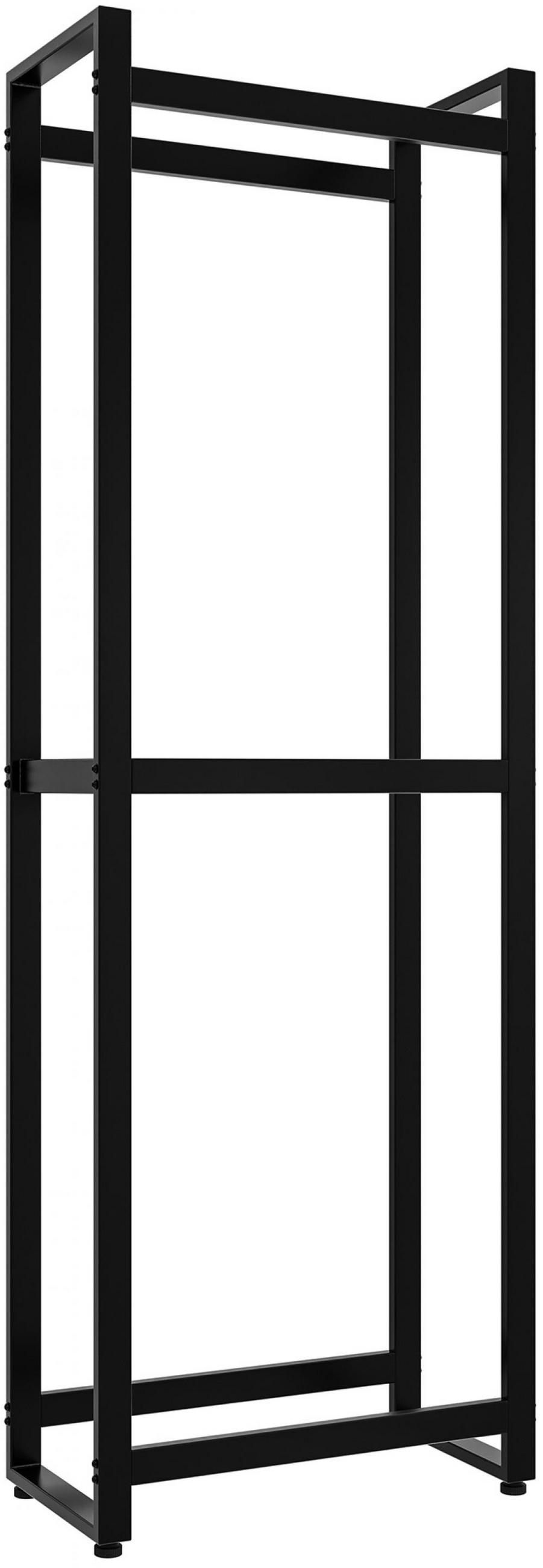 KAMINHOLZREGAL 50/25/150 cm Metall schwarz - Schwarz, Metall (50/150/25cm) - CLP