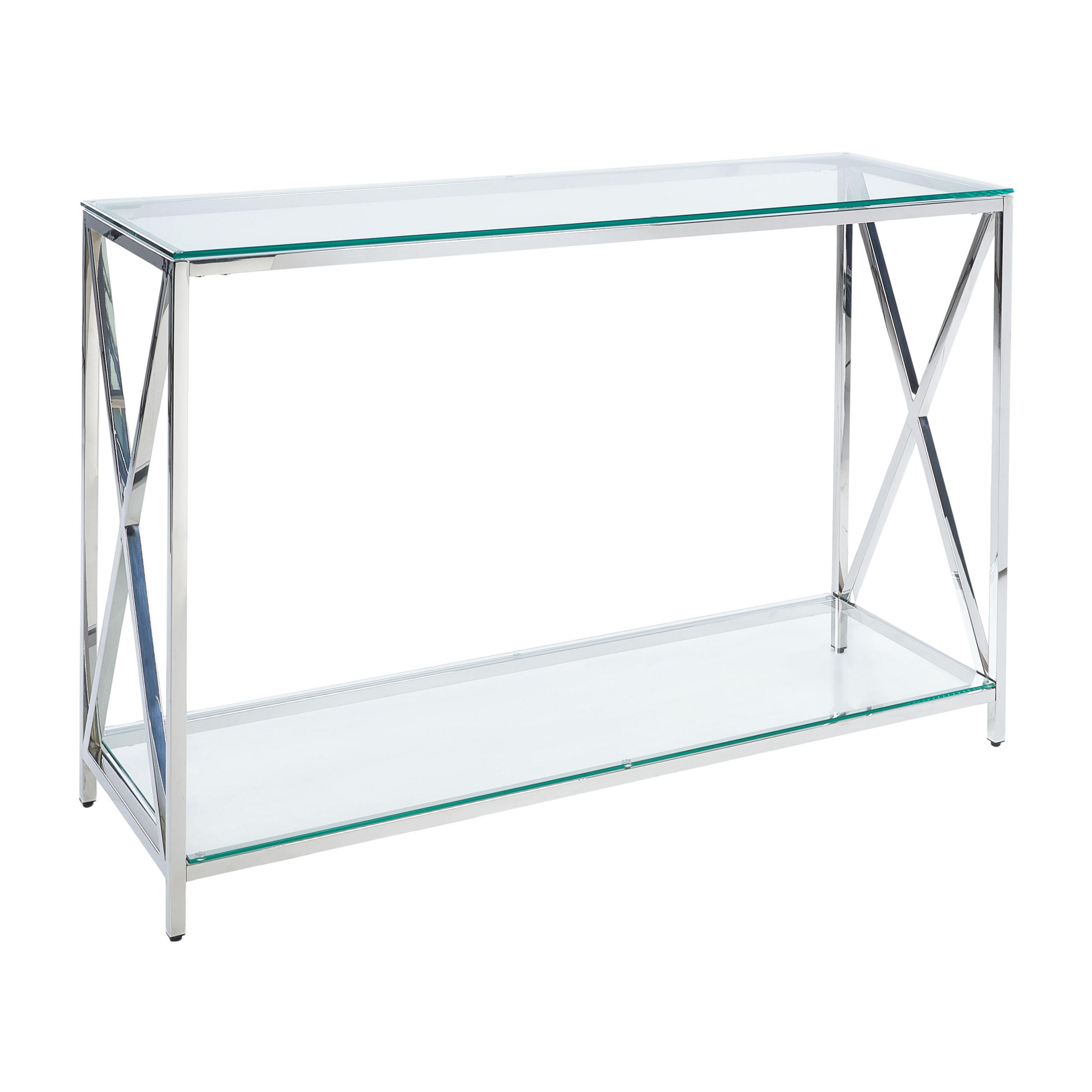 CONSOLENTISCH Glas Silber 120/40/76 cm Audet - Transparent/Silberfarben, Glas (40/120/76cm) - Beliani