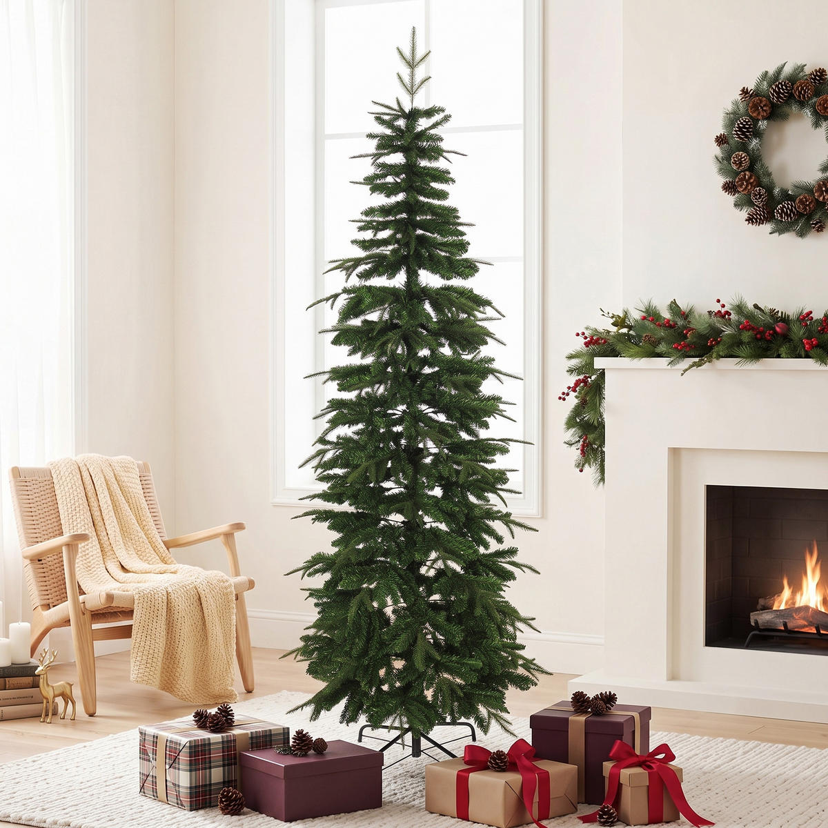 KÜNSTLICHER-WEIHNACHTSBAUM PE PVC Grün - Grün, Kunststoff (210cm) - HOMCOM