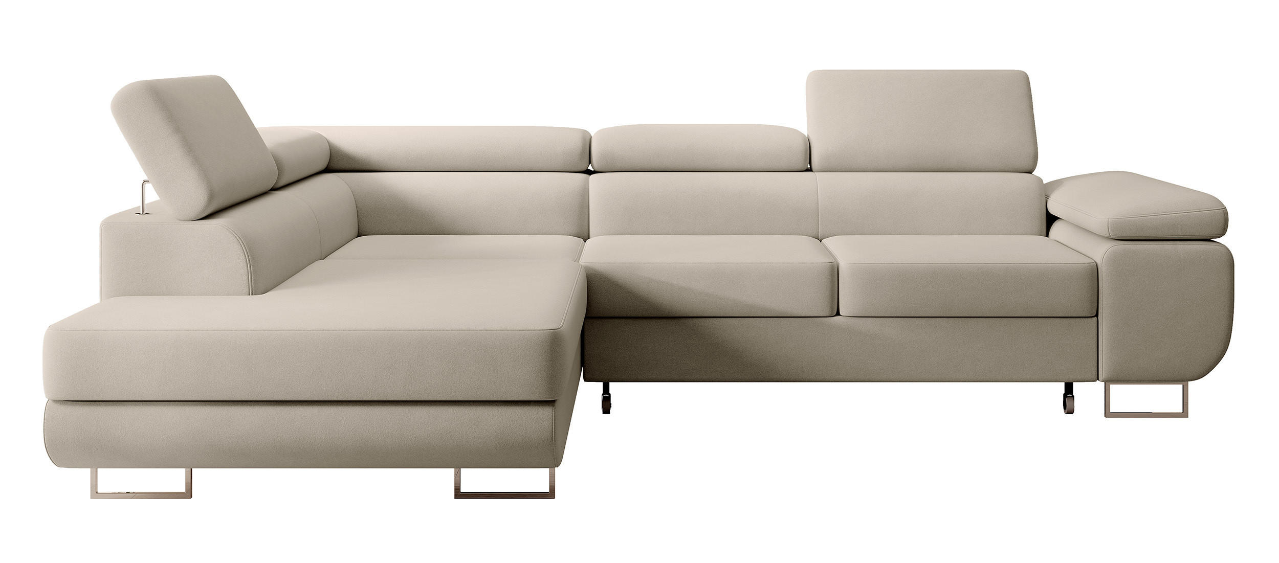 ECKSOFA Stevil Graubeige Velours - Greige/Silberfarben, Textil/Metall (275/203cm) - Selsey