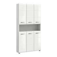 MEHRZWECKSCHRANK Alba (B/H/T: ca. 90/185/30 cm) in Weiß/weiß hochglanz - Weiß, Holzwerkstoff (90/185/30cm)