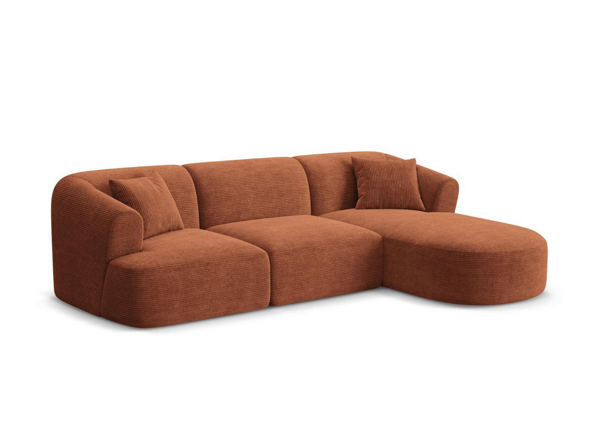 MODULARES-ECKSOFA rechts Campi aus Cord terrakotta 4 Sitzplätze - Terracotta, Textil (156/256cm) - Cosmopolitan Design