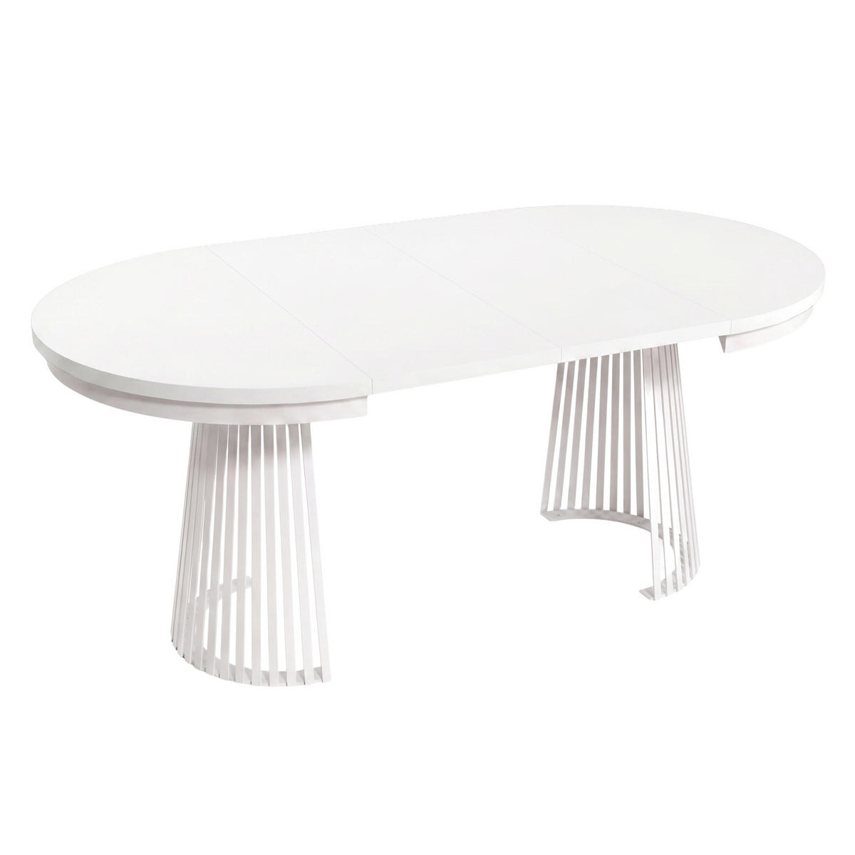 ESSTISCH Lumi im Loft-Stil, ausziehbar Ø 120–200 cm, Metallbeinen, Weiß - Weiß, Metall (120/120/77cm) - Beautysofa