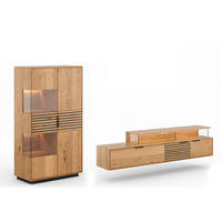 WOHNWAND Tirano 2er-Set Eiche Natur / Lamellen schwarz - Eichefarben/Multicolor, Holz/Metall (283/147/39cm) - Feldmann-Wohnen