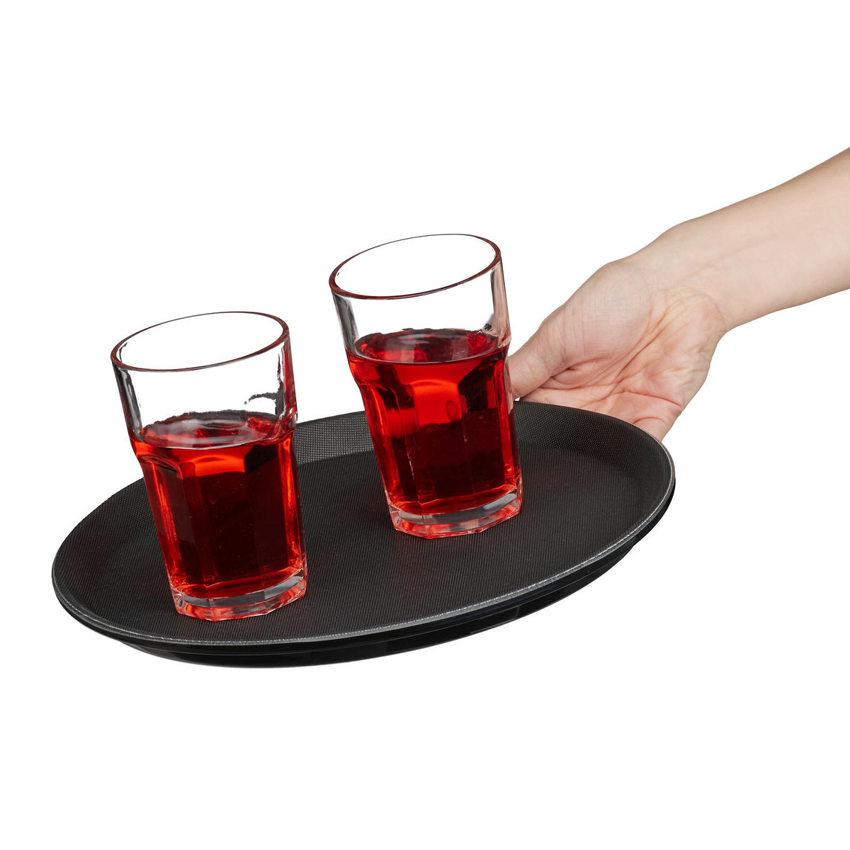 3xSERVIERTABLETT - Schwarz, Kunststoff (28/2/28cm) - Relaxdays