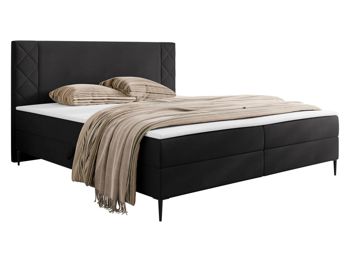 BOXBETT Portes - H3 - Schwarz, Holzwerkstoff/Textil (140/200cm) - MIRJAN24