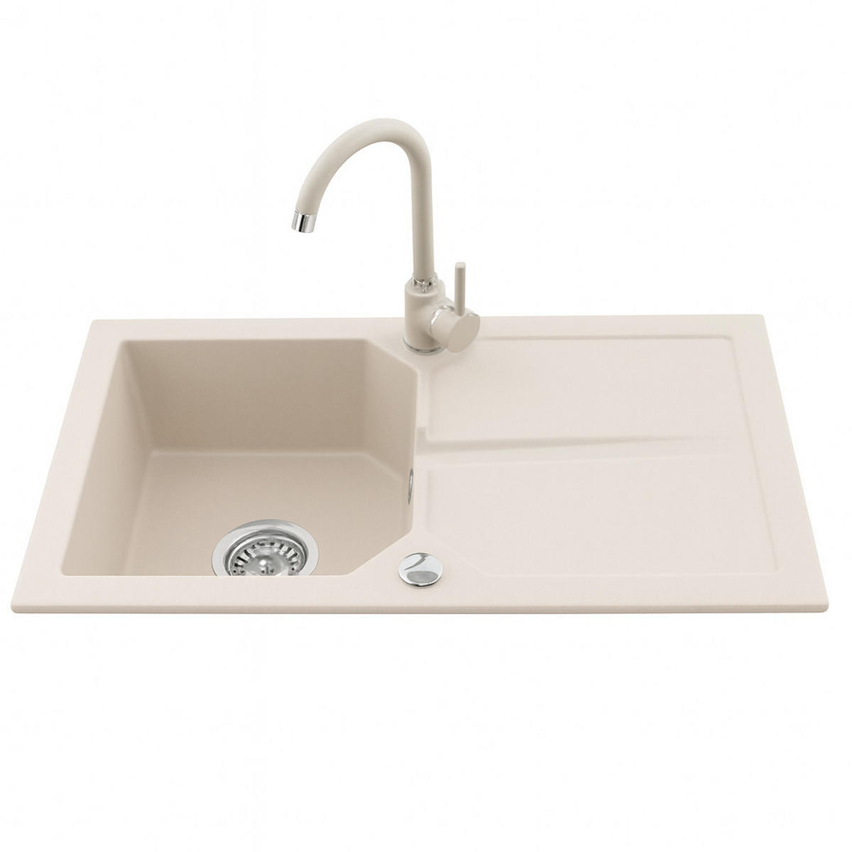GRANITSPÜLE KDO sandfarben 750x435mm - Creme, Holzwerkstoff (43/17/43cm) - roe furniture