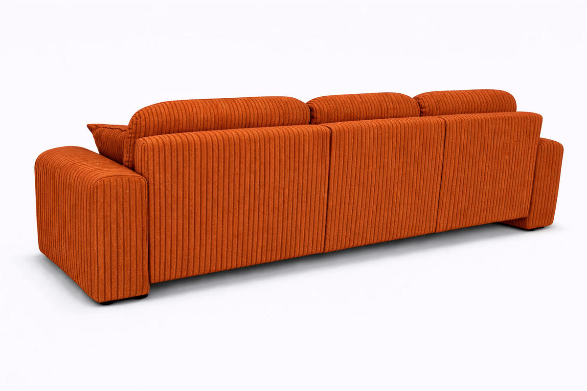 ECKSOFA Mit Schlaffunktion Und Bettkasten, Sofa L-Form Bingo L, Cordstoff Poso, Kupfer, Links - Orange, Holz (250/142cm) - Kaiser Möbel