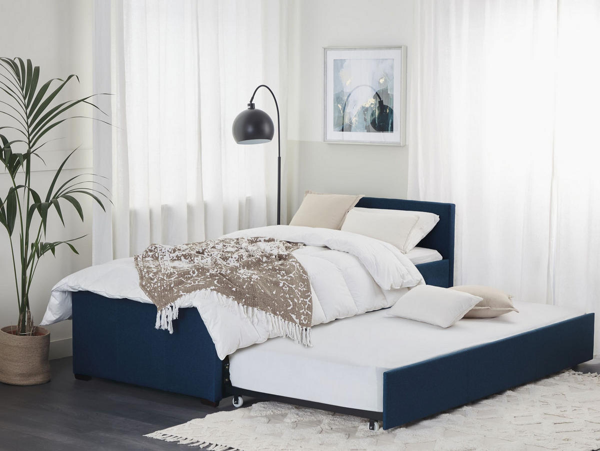 TAGESBETT 90/200cm Marineblau Marmande - Blau, Textil (90/200cm) - Beliani