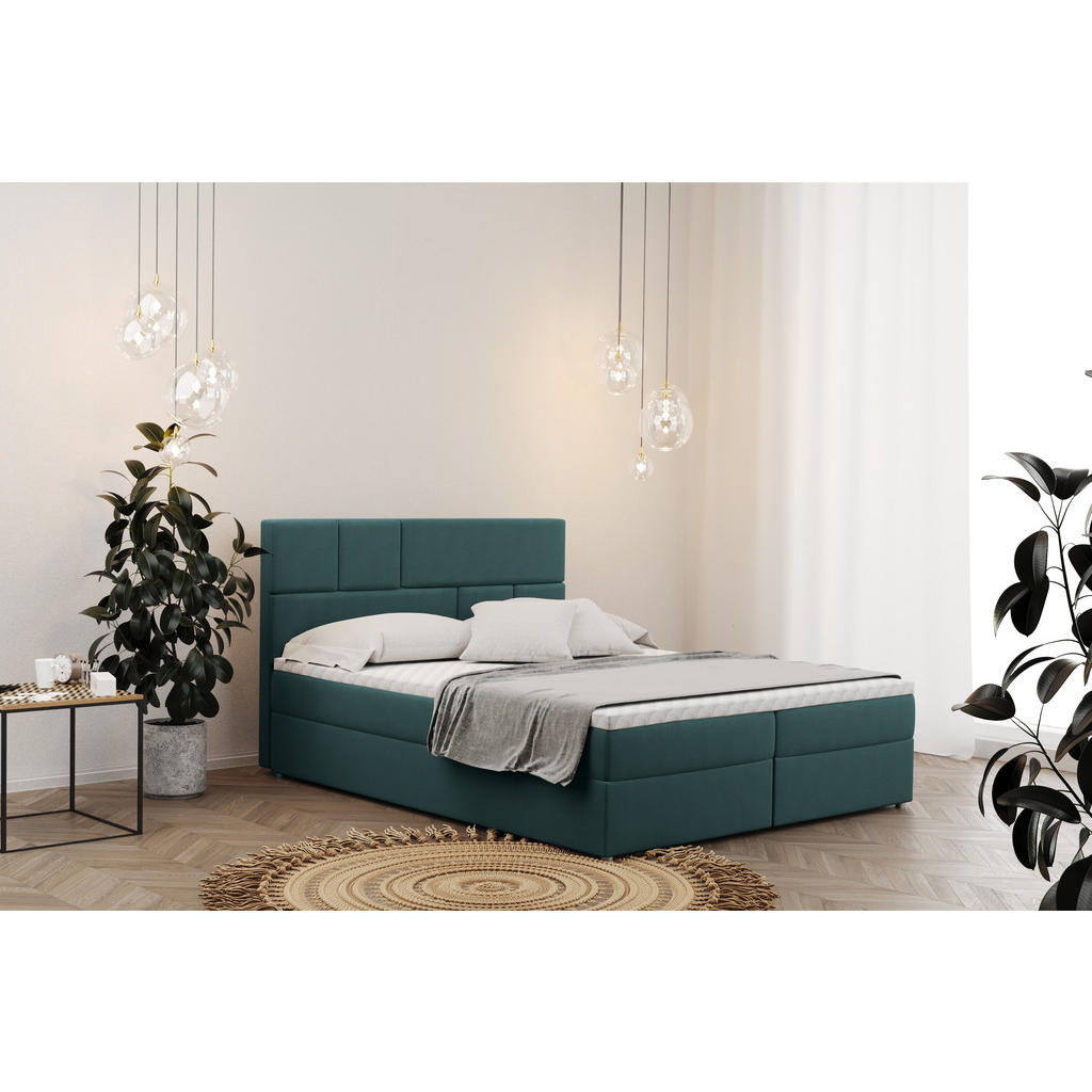 Thumbnail - Kaiser Möbel Boxbett, Mintgrün, Textil, H2, Höhe ca. 20 cm, einzeln stellbar, 180x200 cm, Schlafzimmer, Betten, Boxsprin...